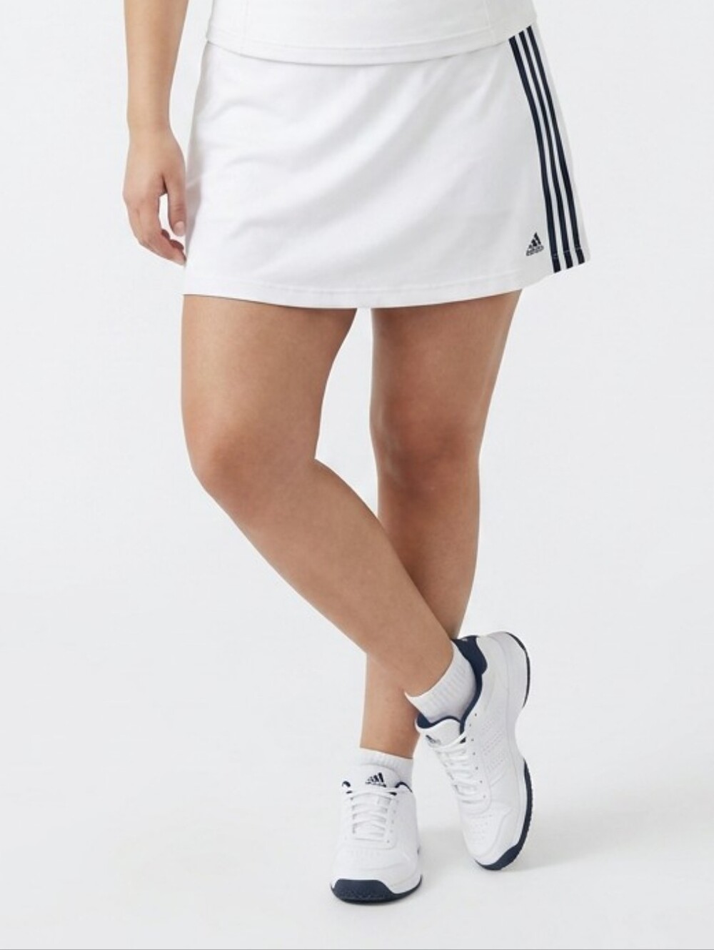 adidas White Tennis Skort with Black Stripes